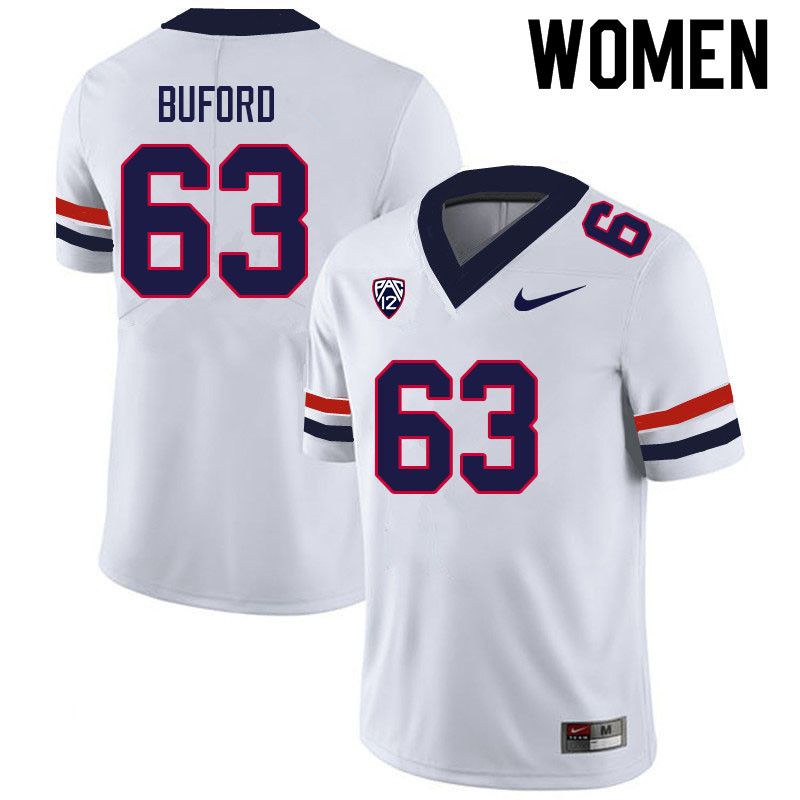 Women #63 Jack Buford Arizona Wildcats College Football Jerseys Sale-White